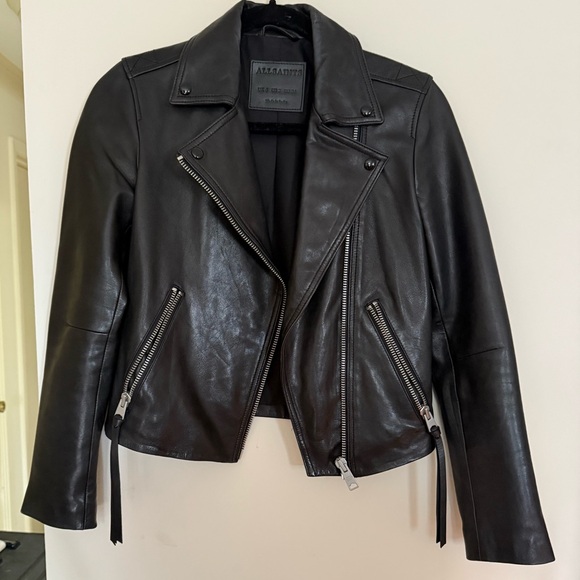 Allsaints Leather Jacket - Dalby Biker - Black - Size 2 EXCELLENT CONDITION